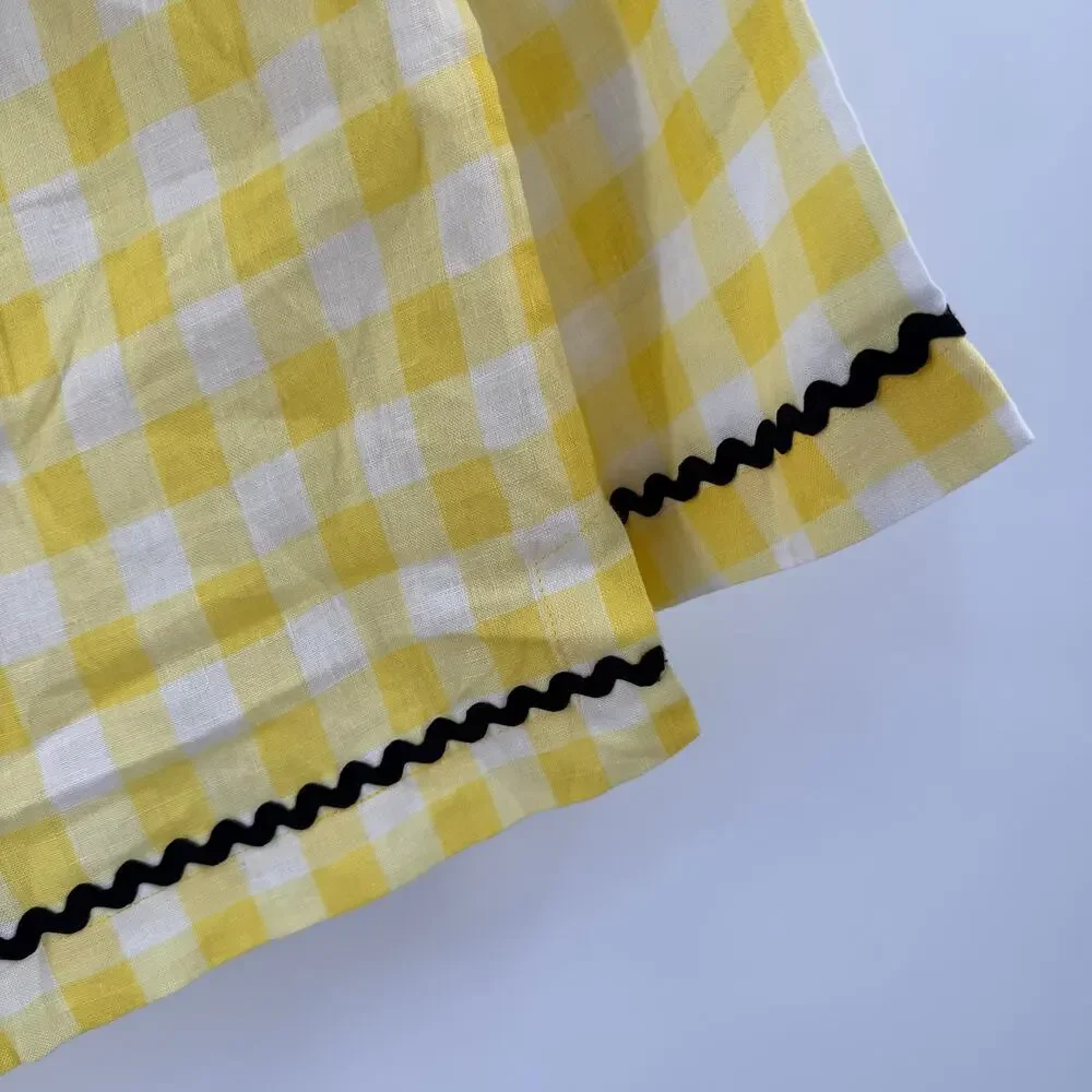 Marysia Bumby Swim x Maisonette CoverUp Size 2 Yellow Gingham Swim Rickrack NWT